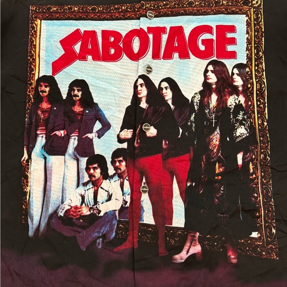 Vintage BLACK SABBATH SABOTAGE Dragonfly Button Up Shirt - Picture 2 of 8